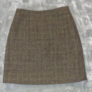 Ann Taylor LOFT Back Zip Flat Front Tweed Pencil Mini Skirt Green Size 2
